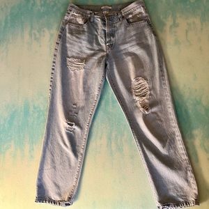 Ripped Baggy Light Wash Boyfriend Jeans